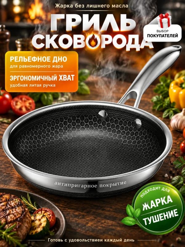 Сковорода-гриль: инфографика для карточки товара Wildberries и Ozon