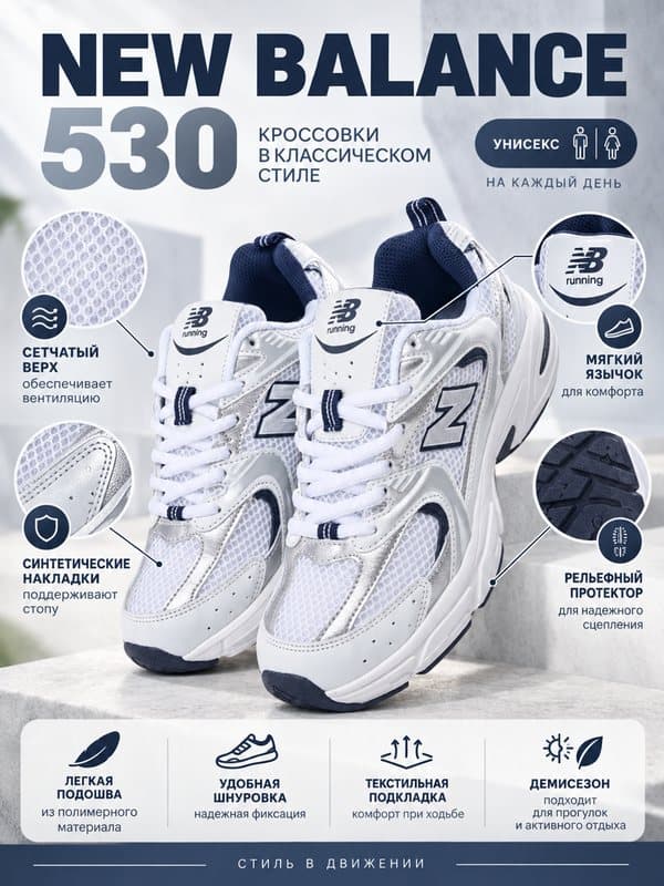 Карточка товара для маркетплейса: Кроссовки New Balance 530
