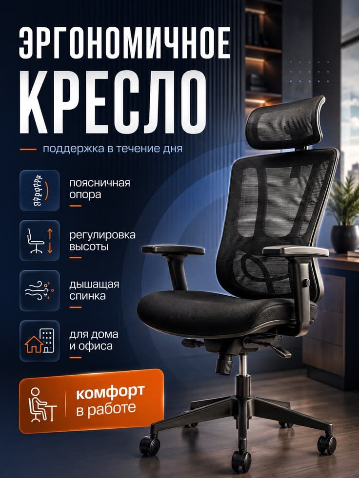 Карточка товара для маркетплейса: Эргономичное кресло