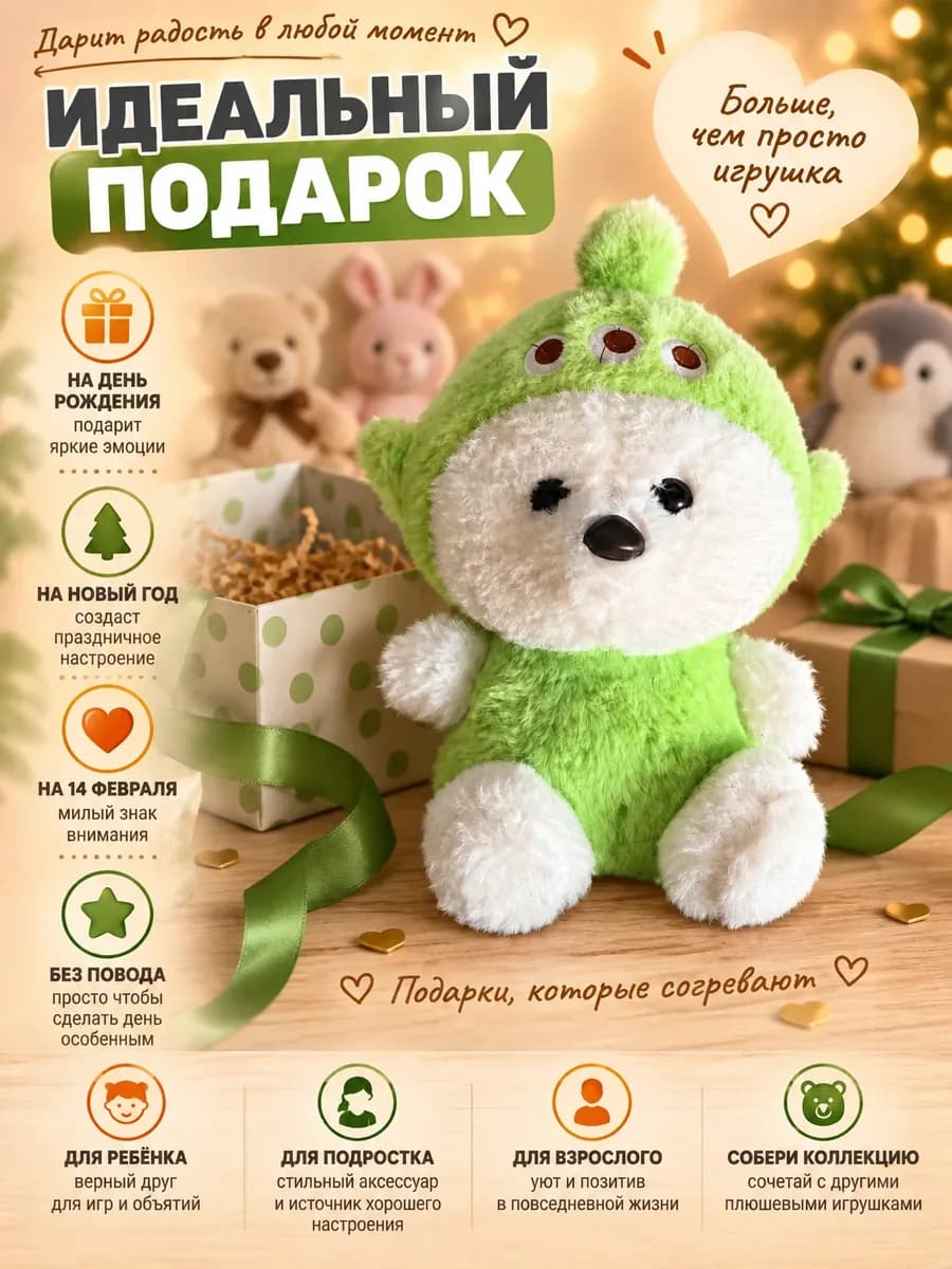 Карточка товара для маркетплейса: Мягкая игрушка, карточка 5 из 6: Поводы для подарка и коллекция